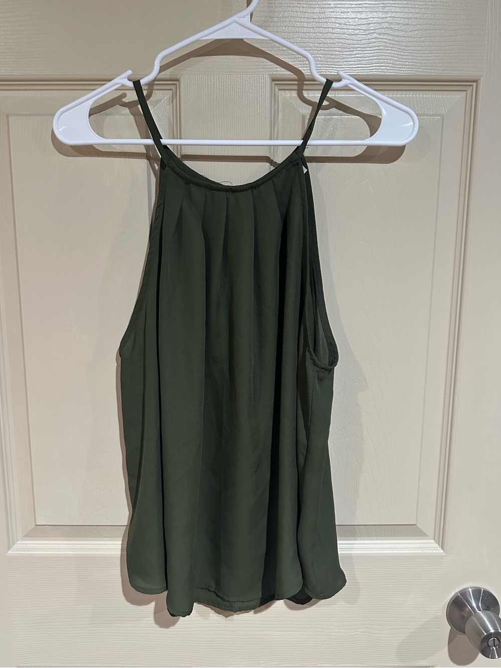 Alya Olive Green Halter High Neck Tank